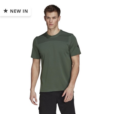 adidas - Men Workout Front Rack Impact Print T-Shirt, Green Oxide